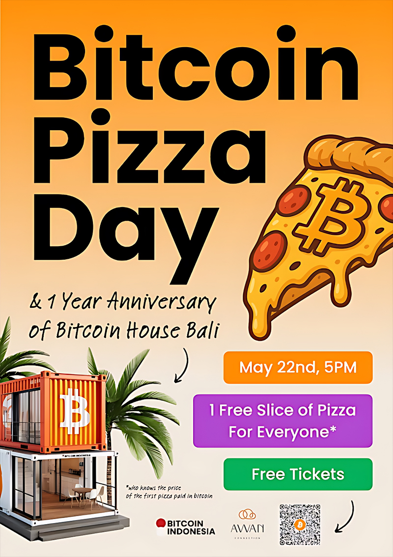 Bitcoin House Bali - Bitcoin Pizza Day & 1 Year Anniversary
