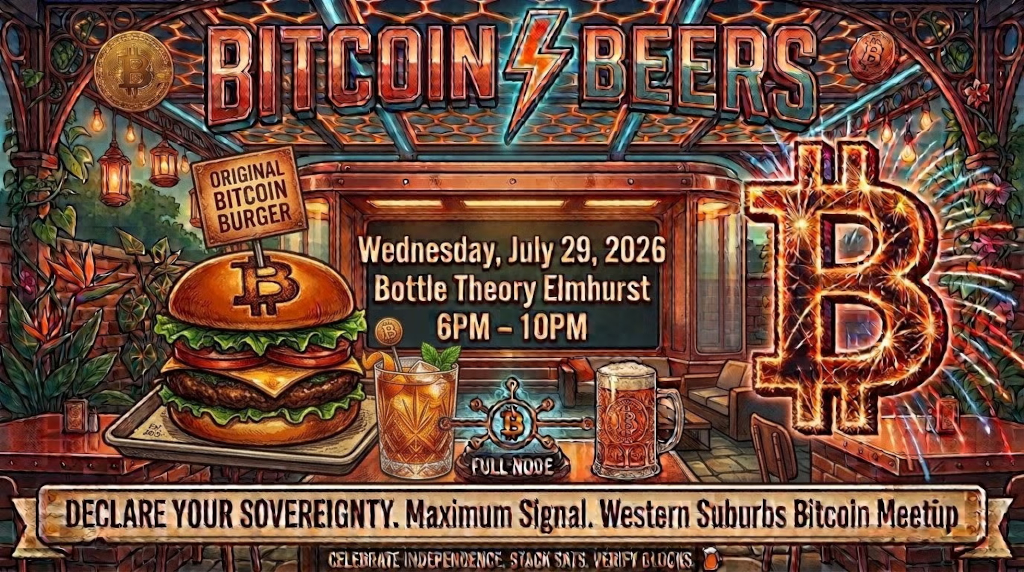 Chicago Western Suburbs Bitcoin & Beers — OG Bitcoin Burger on the Patio! 1 Chicago Western Suburbs Bitcoin & Beers - OG Bitcoin Burger