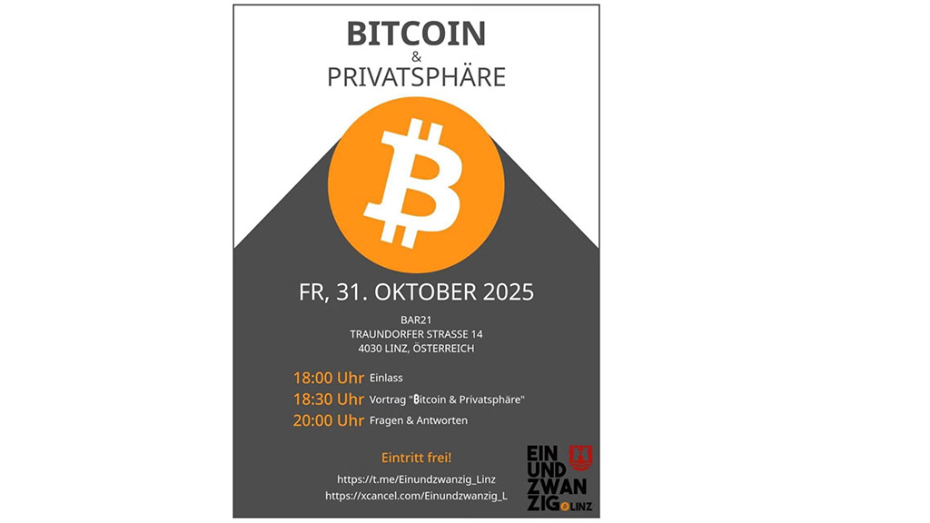 Einundzwanzig Linz Bitcoin Meetup - Vortrag: Bitcoin & Privatsphäre 1 Einundzwanzig Linz Bitcoin Meetup - Vortrag: Bitcoin & Privatsphäre