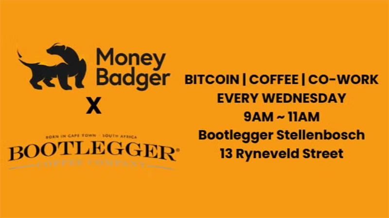 Moneybadger x Bootlegger Coffee - Bitcoin Co-Working Stellenbosch