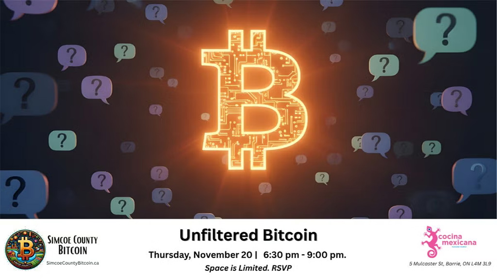 Simcoe County Bitcoin Meetup - Unfiltered Bitcoin: A Night for All Your Questions 1 Simcoe County Bitcoin Meetup - Unfiltered Bitcoin